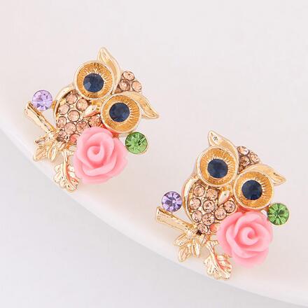Owl Stud Earrings with Crystal Detailing by HitMyNeed