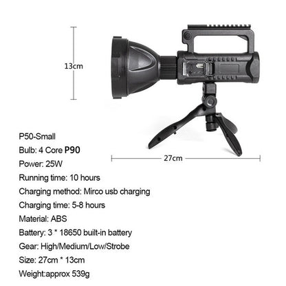 P90 LED Rechargeable Searchlight with Mounting Bracket by HitMyNeed
