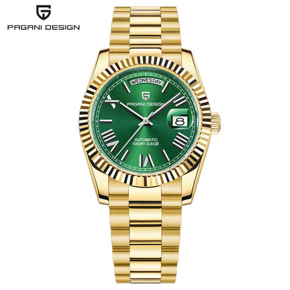 PAGANI DESIGN DD36 Automatic Men's Watch 36mm gold-green by HitMyNeed