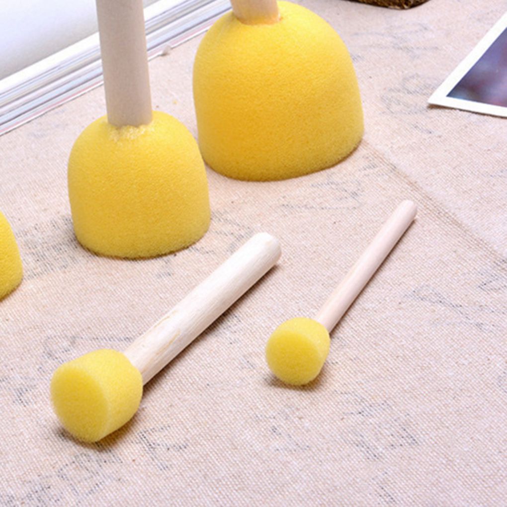 Painting Sponge Brush Set 5pcs with Wooden Handles by HitMyNeed