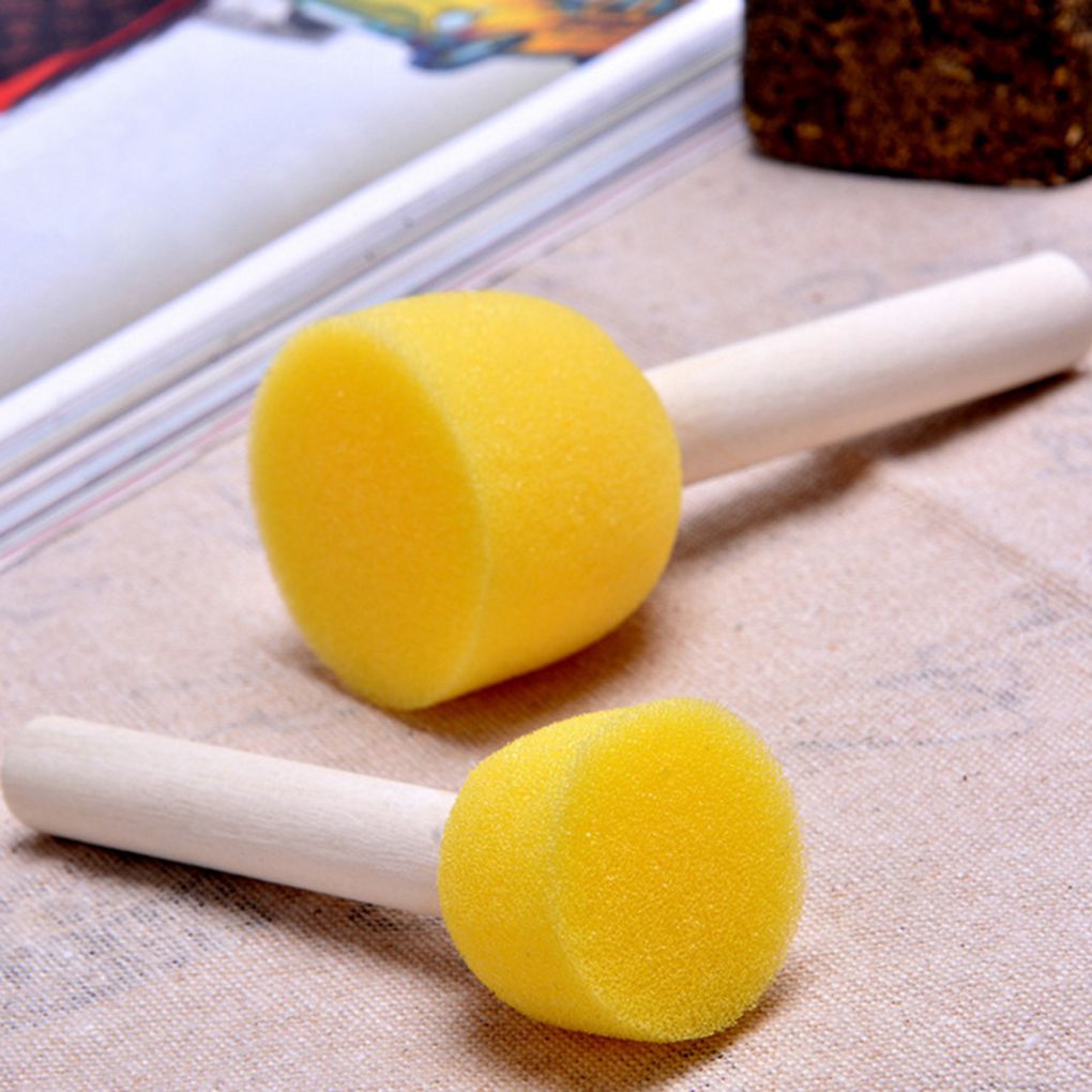 Painting Sponge Brush Set 5pcs with Wooden Handles by HitMyNeed