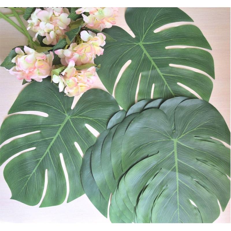 Palm Leaf Placemats Artificial Leaves (12 Pack) by HitMyNeed