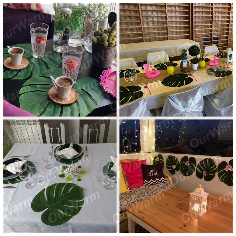 Palm Leaf Placemats Artificial Leaves (12 Pack) by HitMyNeed