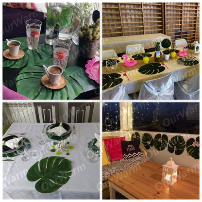 Palm Leaf Placemats Artificial Leaves (12 Pack) by HitMyNeed