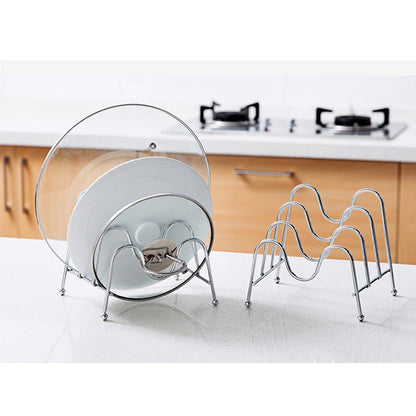 Pan Lid Holder Rack with 3-Section Counter Organizer by HitMyNeed