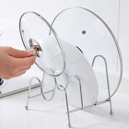 Pan Lid Holder Rack with 3-Section Counter Organizer by HitMyNeed