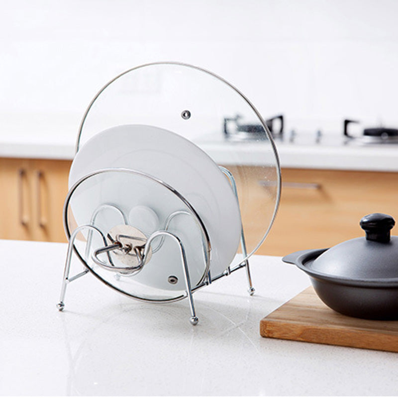 Pan Lid Holder Rack with 3-Section Counter Organizer by HitMyNeed