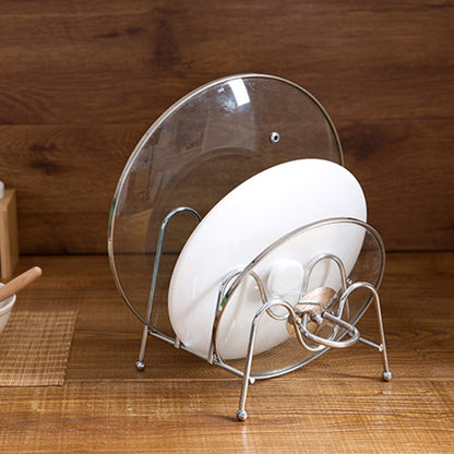 Pan Lid Holder Rack with 3-Section Counter Organizer by HitMyNeed