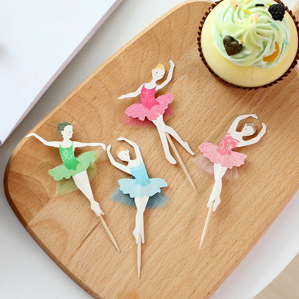 Paper Ballerina Cupcake Toppers Set of 24 by HitMyNeed
