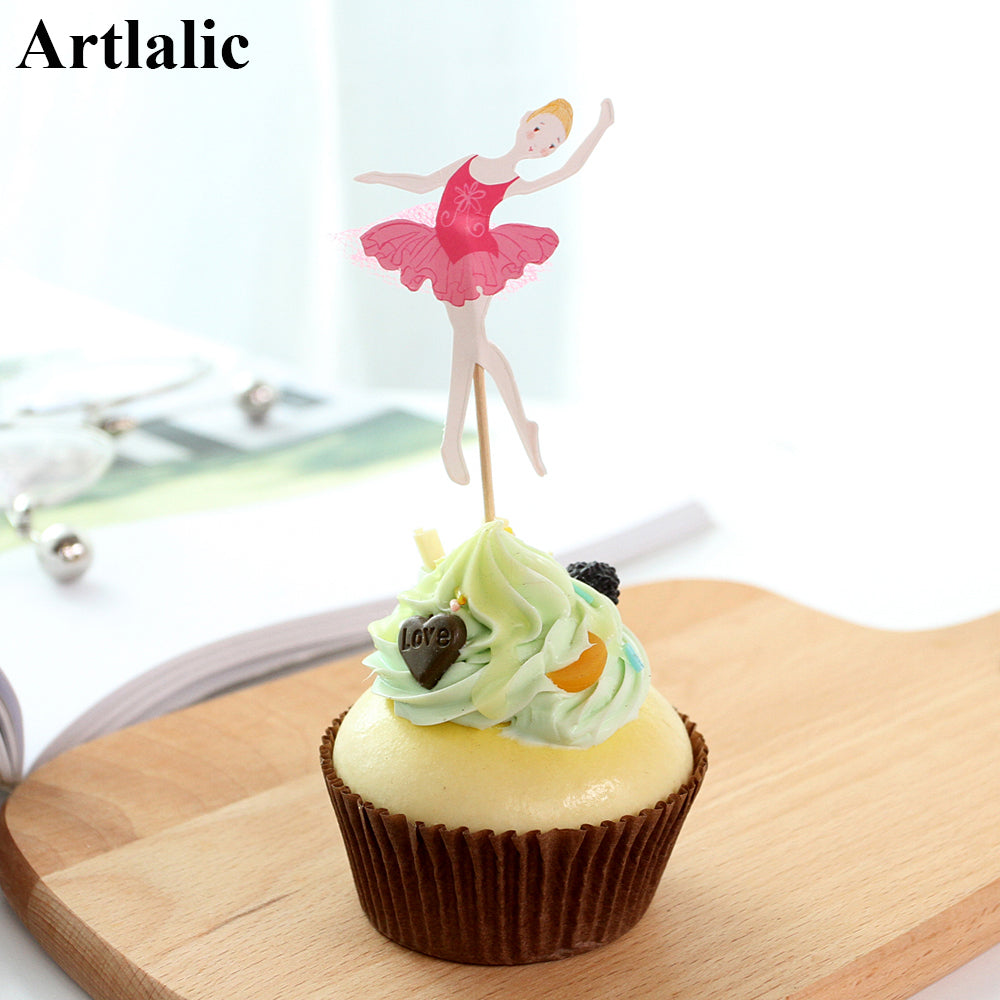 Paper Ballerina Cupcake Toppers Set of 24 by HitMyNeed