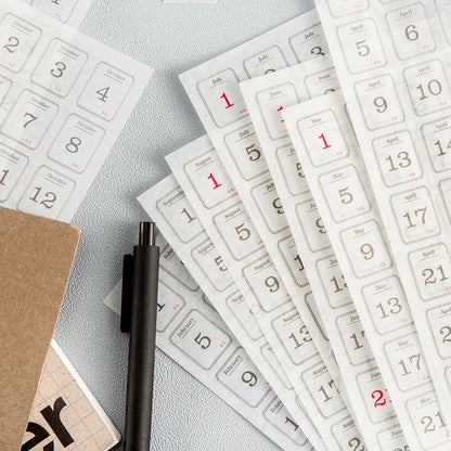Paper Daily Date Stickers Set (12 Sheets, 365 Days) by HitMyNeed