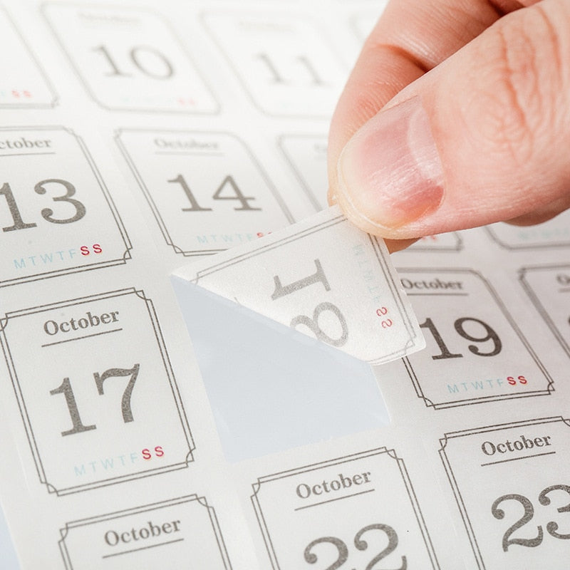 Paper Daily Date Stickers Set (12 Sheets, 365 Days) by HitMyNeed