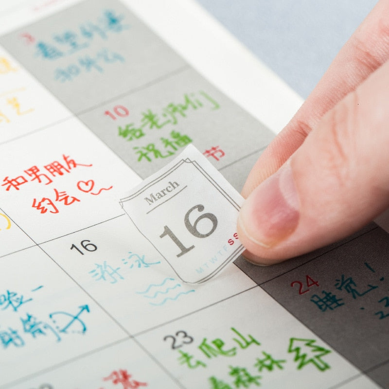 Paper Daily Date Stickers Set (12 Sheets, 365 Days) by HitMyNeed