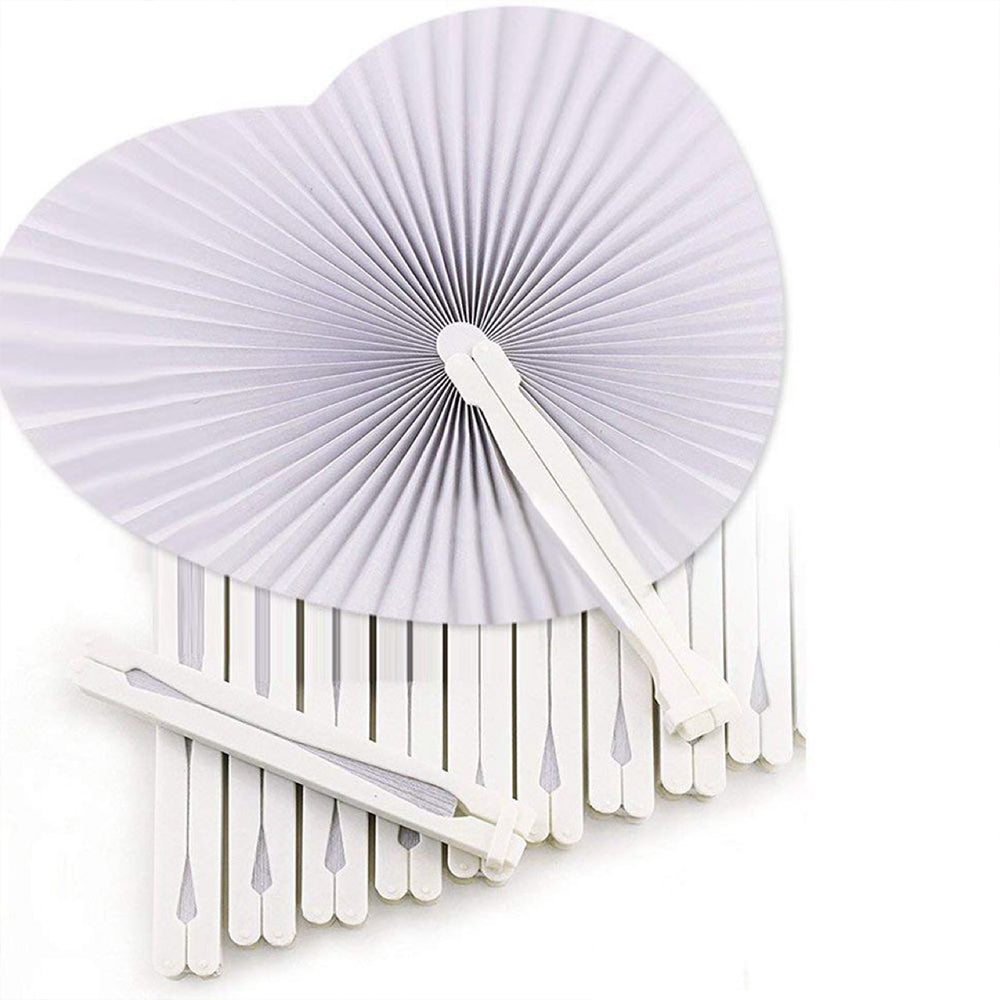 Paper Folding Hand Fans 30 Pack - Round & Heart Shapes by HitMyNeed