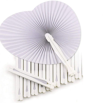 Paper Folding Hand Fans 30 Pack - Round & Heart Shapes by HitMyNeed