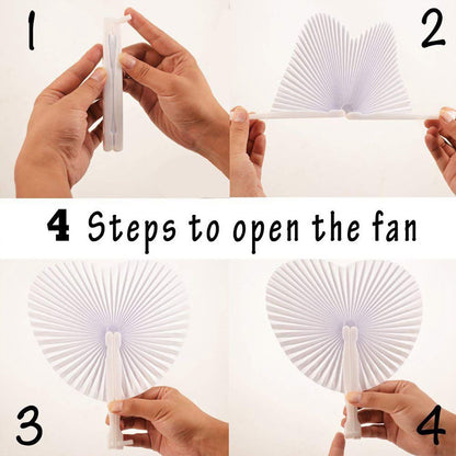 Paper Folding Hand Fans 30 Pack - Round & Heart Shapes by HitMyNeed