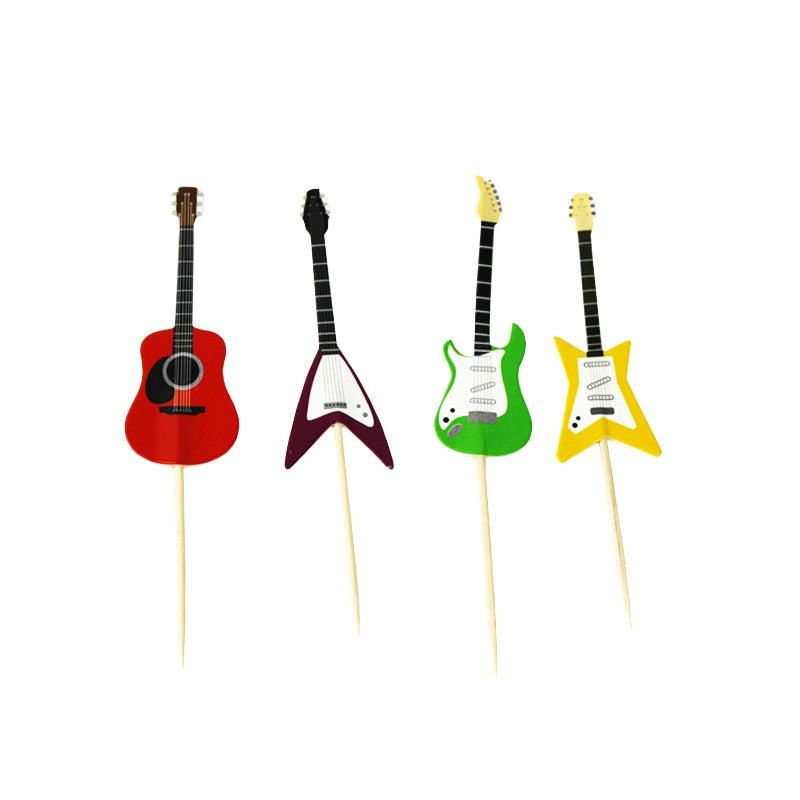 Paper Guitar Cake Toppers Set of 24 by HitMyNeed