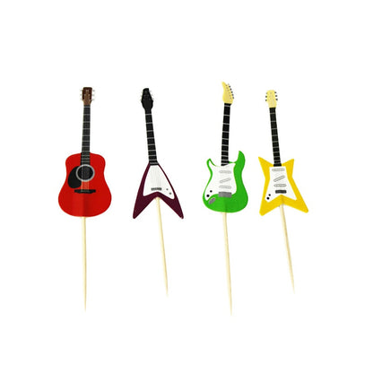 Paper Guitar Cake Toppers Set of 24 by HitMyNeed