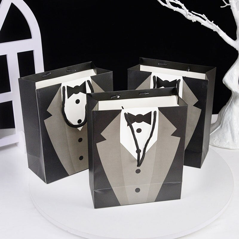 Paper Tuxedo Gift Bags with Handles (Set of 5) by HitMyNeed