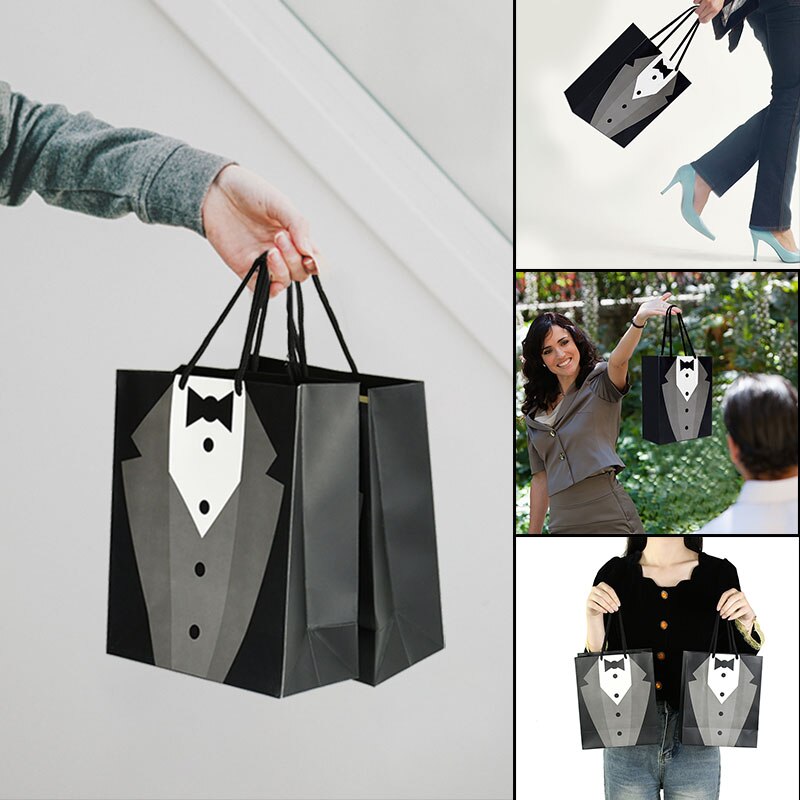 Paper Tuxedo Gift Bags with Handles (Set of 5) by HitMyNeed