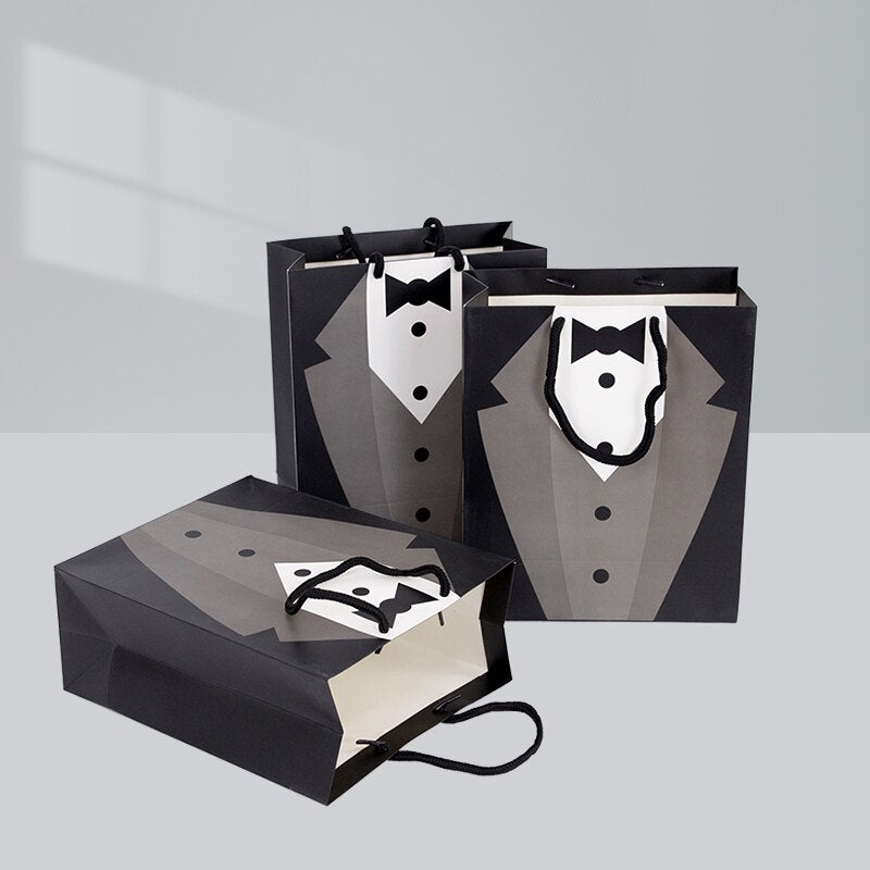 Paper Tuxedo Gift Bags with Handles (Set of 5) by HitMyNeed