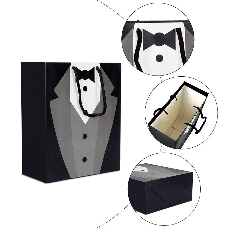 Paper Tuxedo Gift Bags with Handles (Set of 5) by HitMyNeed