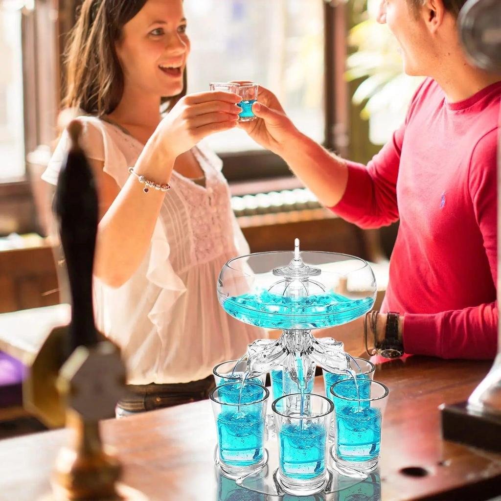 Party Shot Dispenser with 6 Glasses and Acrylic Holder by HitMyNeed