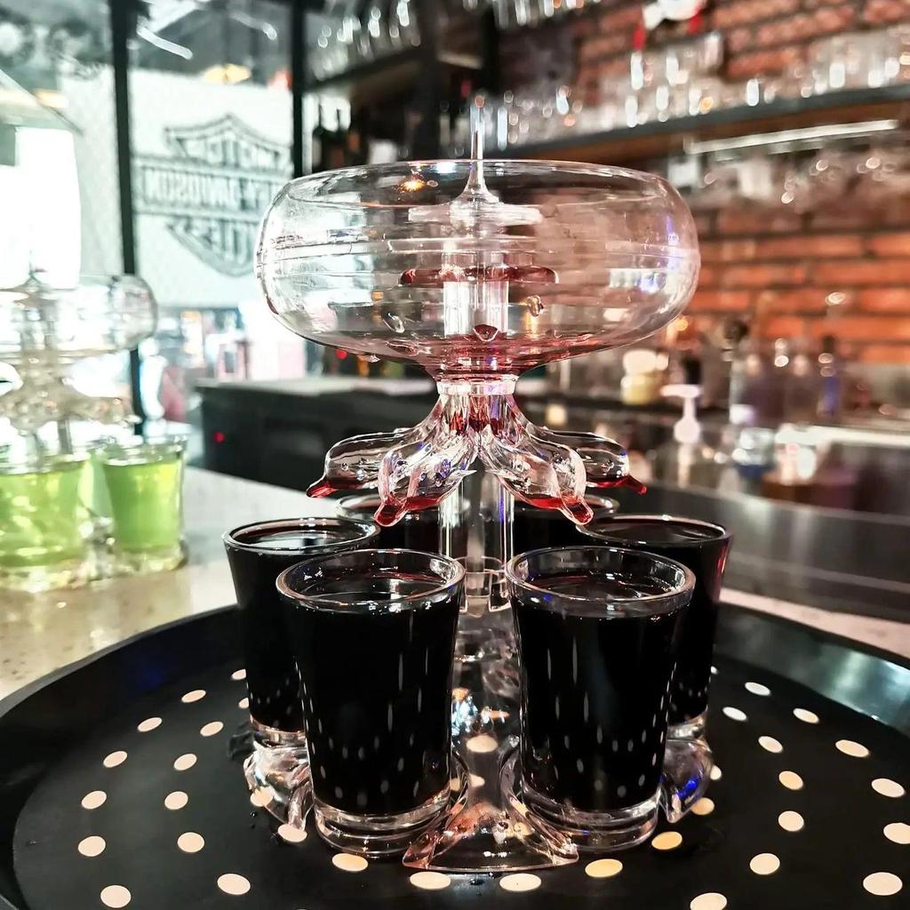 Party Shot Dispenser with 6 Glasses and Acrylic Holder by HitMyNeed