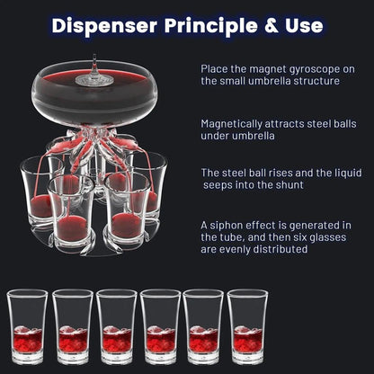 Party Shot Dispenser with 6 Glasses and Acrylic Holder by HitMyNeed