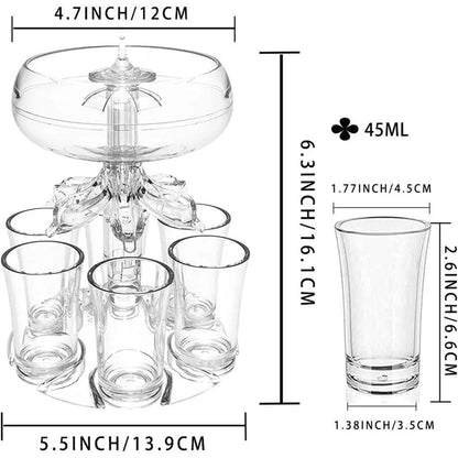 Party Shot Dispenser with 6 Glasses and Acrylic Holder by HitMyNeed