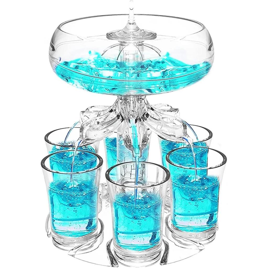 Party Shot Dispenser with 6 Glasses and Acrylic Holder with-light by HitMyNeed