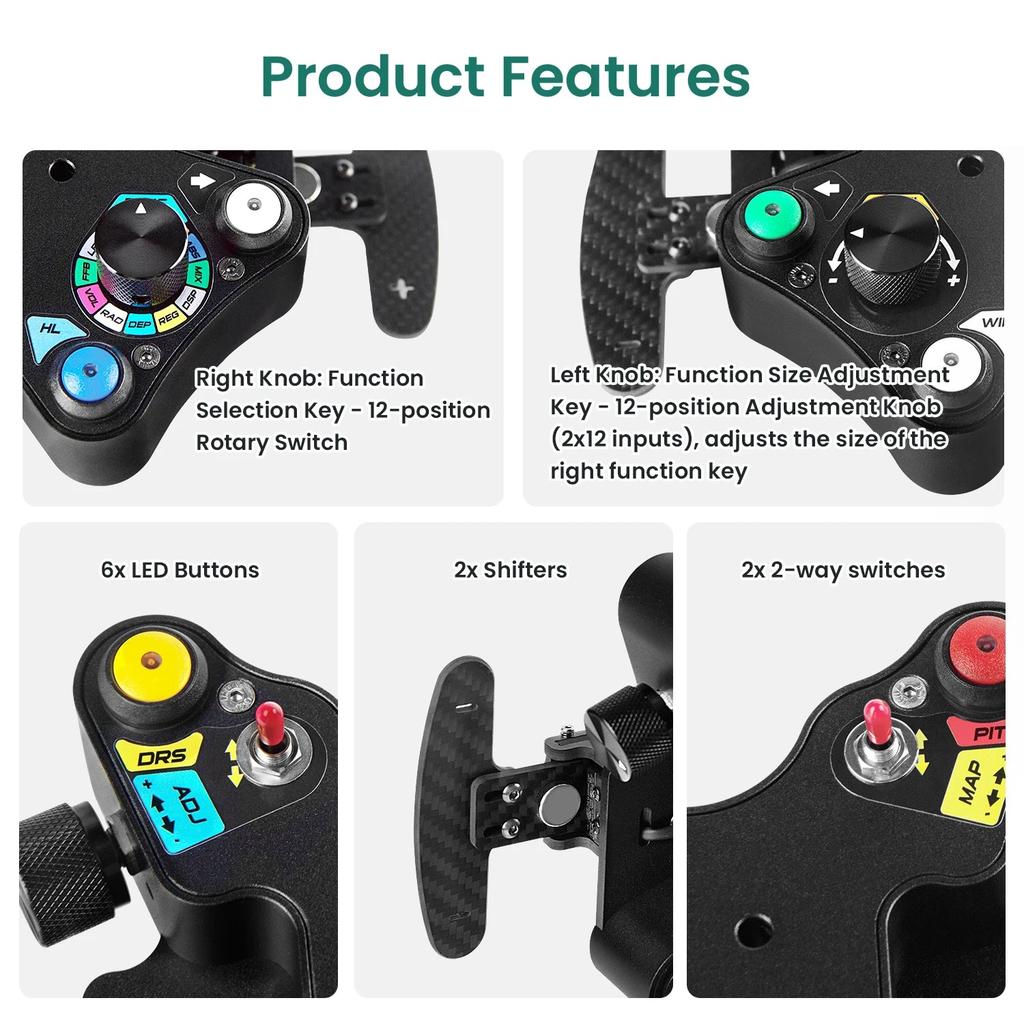 PC Sim Racing Wheel with LED Hub & Magnetic Paddles by HitMyNeed