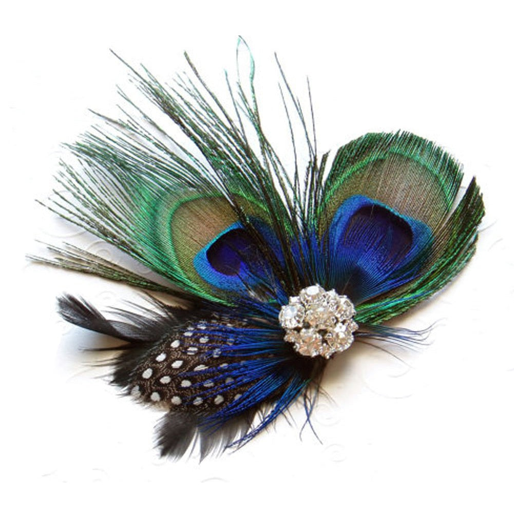 Peacock Feather Hair Clip with Alligator Fastening by HitMyNeed