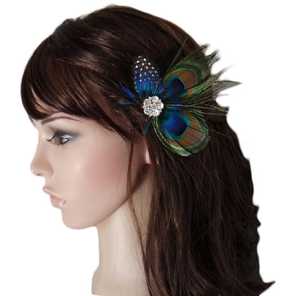 Peacock Feather Hair Clip with Alligator Fastening by HitMyNeed