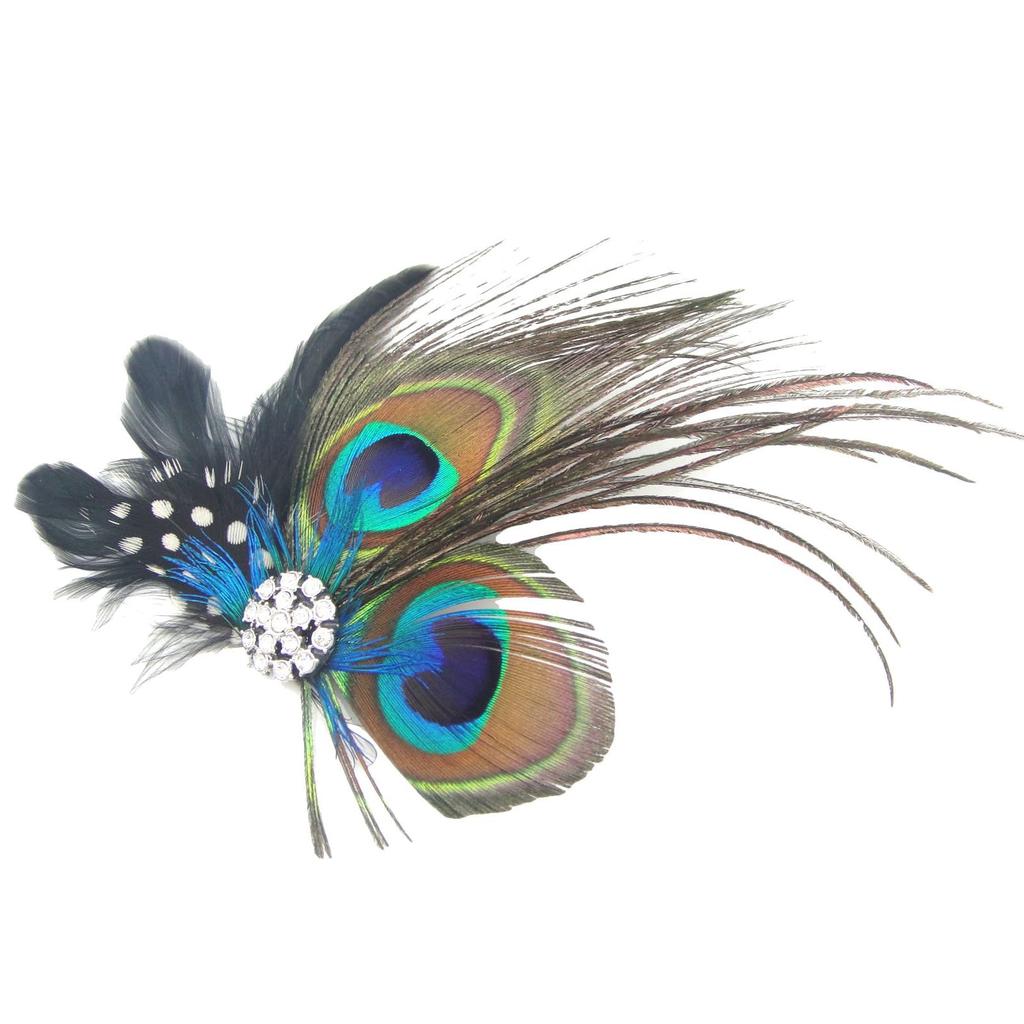 Peacock Feather Hair Clip with Alligator Fastening by HitMyNeed