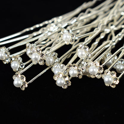 Pearl Bridal Hair Pins with Crystals (Set of 20) by HitMyNeed
