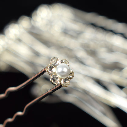 Pearl Bridal Hair Pins with Crystals (Set of 20) by HitMyNeed
