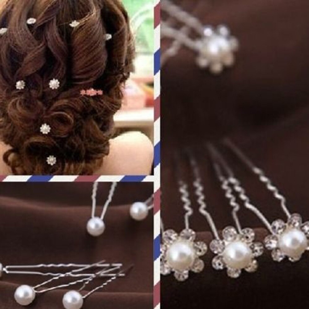 Pearl Bridal Hair Pins with Crystals (Set of 20) by HitMyNeed