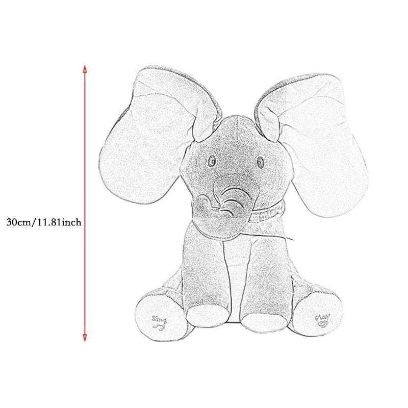 Peek A Boo Elephant Musical Plush Toy 30cm by HitMyNeed