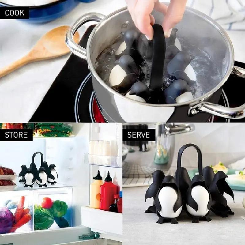 Penguin Egg Holder & Steamer with Fridge Organizer by HitMyNeed