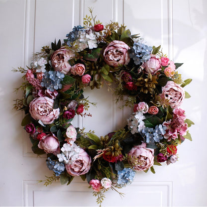 Peony Front Door Wreath Decorative Garland 53cm by HitMyNeed