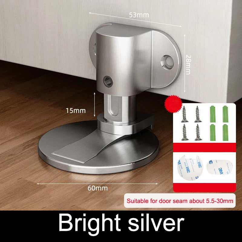 Perforation-Free Stainless Steel Magnetic Door Stop bright-silver by HitMyNeed