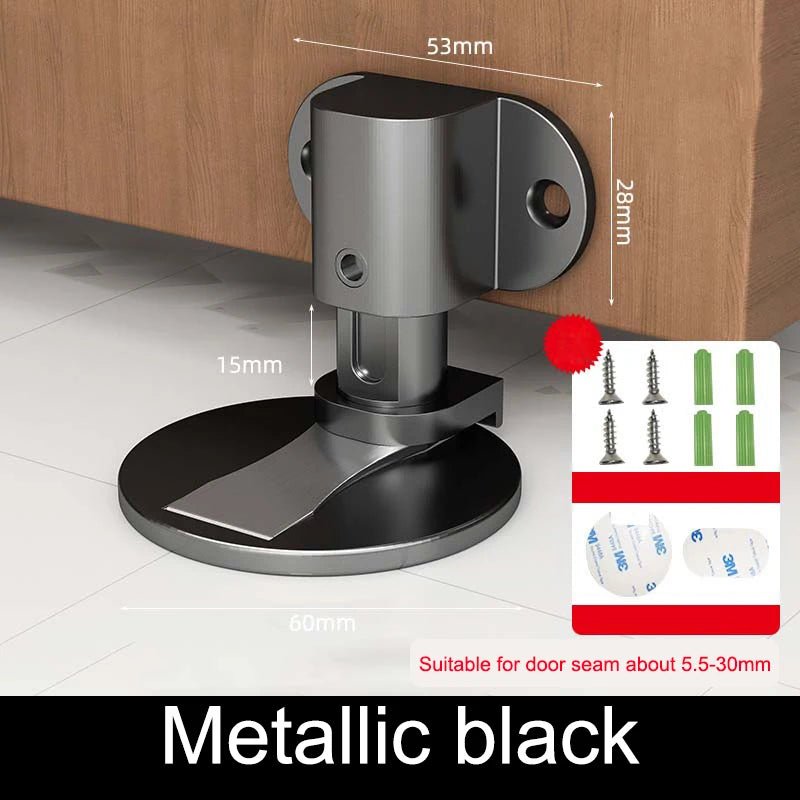 Perforation-Free Stainless Steel Magnetic Door Stop metallic-black by HitMyNeed