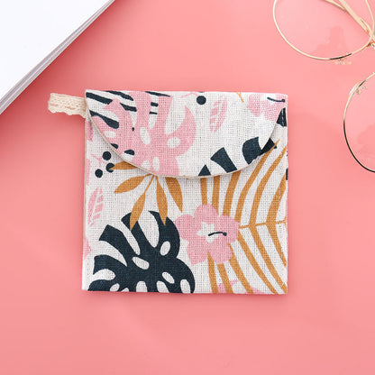 Period Pad Holder Cloth Pouch with Velcro Closure a by HitMyNeed