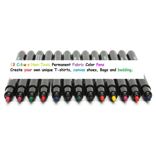 Permanent Fabric Marker Pen Set - 13 Colors by HitMyNeed