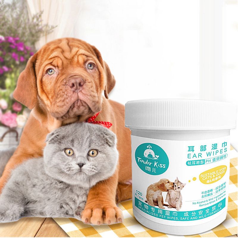 Pet Ear & Paw Cleaning Wipes (120 Count Canister) by HitMyNeed