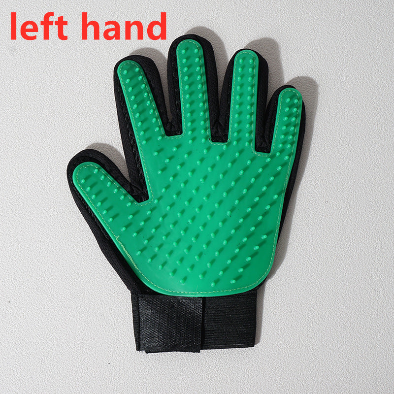 Pet Hair Grooming Glove with Silicone Bristles left-green by HitMyNeed
