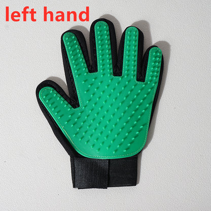 Pet Hair Grooming Glove with Silicone Bristles left-green by HitMyNeed