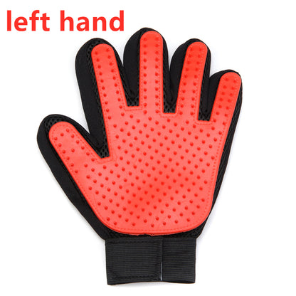 Pet Hair Grooming Glove with Silicone Bristles left-red by HitMyNeed