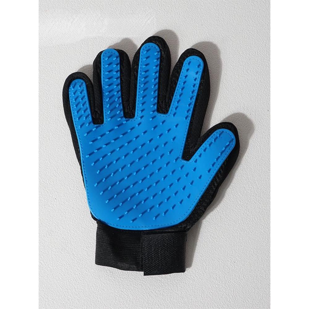 Pet Hair Grooming Glove with Silicone Bristles right-blue by HitMyNeed